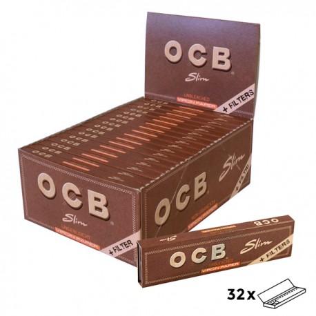 OCB Cartina da rollare Slim Virgin Marrone con filtri - 32pz